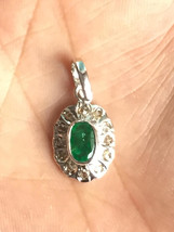 Birthday Gift, Natural Emerald Pendant With Uncut Diamonds , Handmade , ... - £121.18 GBP
