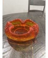 Viking Cigar Ashtray Key Bowl Crackle Art Glass Amberina Orange Vintage MCM - £38.15 GBP