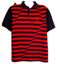 HUGO BOSS Blue Red Striped Zigzag Cotton Modern Fit Polo MEN&#39;S T-Shirt 2XL - £93.12 GBP