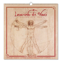 Leonardo Da Vinci 2024 Wall Grid Calendar 16 Months 31.5x32cm New &amp; Seal... - £46.02 GBP