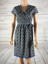MAX STUDIO Short Sleeve Printed Faux-Wrap Crepe Jersey Dress NWT XS - £16.25 GBP
