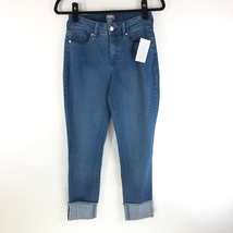 Martha Stewart Regular 5-Pocket Cuffed Girlfriend Ankle Jeans Medium Wash 2 - £15.04 GBP