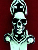 Sterling Silver Skull Double Dagger Pendant Men And Women. Heavy Rocker Biker - £153.33 GBP