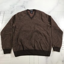 Brooks Brothers Sweater Mens Extra Large Brown Red Lambswool V Neck Diamonds - £37.18 GBP