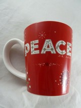 Starbucks Coffee Holiday Christmas Cup Mug PEACE Red and White 14 oz 2006 - $12.86