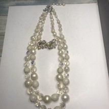 Vintage Vendome Parure Pearl AB Crystals and Sugar Beads Necklace and Earrings - £74.73 GBP