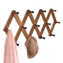 Vintage Wood Expandable Peg Rack- Multi-Purpose Accordion Wall Hangers W... - $38.99