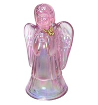 VTG Fenton Pink Carnival Glass Angel Figurine Iridescent 22kt Gold Butte... - £18.44 GBP