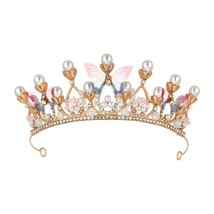 Crystal Wedding Handmade Birthday Princess Crown Tiaras for Girls Pearl Headband - £12.45 GBP