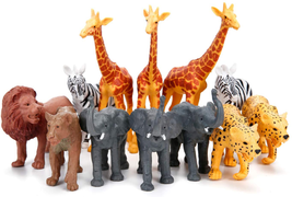 Jumbo Safari Animal Figurines Toys, 12 Piece African Jungle Zoo Animals - £21.36 GBP