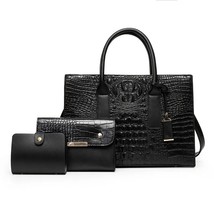 Fashion 3 Pcs Set  Women Tote Bag  Print PU Leather Female Shopper Bag Top Handl - £156.99 GBP