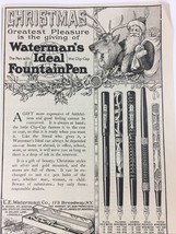 Antique 1907 Waterman&#39;s Ideal Fountain Pen: Christmas Print Ad, L.E. Waterman Co - £18.66 GBP