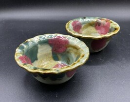 DK Clay 1996 Trinket Dish Salsa Dipping Sauce Bowl Pottery Drip Glaze Lo... - $35.63