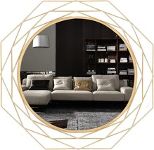 24 Inches Decorative Wall Round Mirror Personality Gold Geometric Mirror For - £70.31 GBP