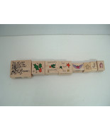 Holiday themed rubber stamp 8 mixed lot wood mounted gingerbread man can... - $19.75