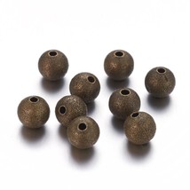 20 Brass Metal Beads 8mm Round Stardust Antique Bronze Tone  - £2.59 GBP