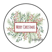 30 MERRY CHRISTMAS ENVELOPE SEALS LABELS STICKERS 1.5&quot; ROUND FAVORS TAGS... - £5.91 GBP