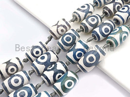 1pc/11pcs White Blue Eye Tibetan Agate - 15x20mm Barrel Spacer Beads - Sku#U535 - $2.90+