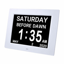 8&quot; Digital Led Day Clock Wall Alarm Time Dementia Week Date Calendar Off... - $91.48