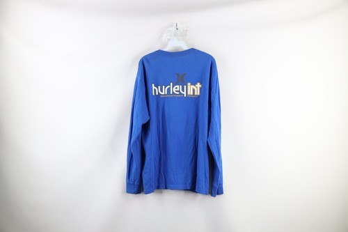 Vintage 90s Hurley Mens Large Faded Spell Out Surfing Long Sleeve T-Shirt Blue Item image 9