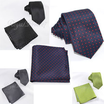 Polka Dots Skinny Slim 2.75&quot; Neck Tie And Pocket Square Hankie Party For... - £9.48 GBP