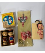 Vtg 50s Kokeshi Doll Lot Nested Appetizer Pick Japan Decor Wooden - $33.98