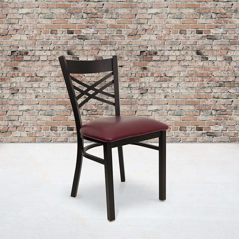 Black X Chair-Burg Seat XU-6FOBXBK-BURV-GG