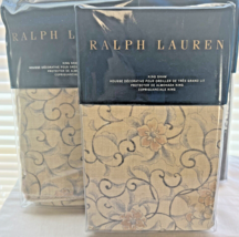 2 RALPH LAUREN Madalena Audrey KING SHAMS SET $230 NEW Tan Floral Scroll - £70.39 GBP