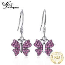 JewelryPalace Butterfly Red Pink Created Ruby 925 Silver Drop Earrings for Women - £15.87 GBP