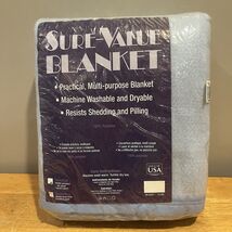 Sure Value Blanket Twin/Full 72x90&quot;  Light Blue Vintage Satin NOS 100% P... - $24.74