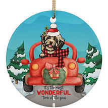 Cute Havanese Dog Riding Red Truck Ornament Christmas Gift For Puppy Pet Lover - £13.19 GBP