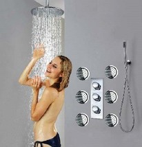 Luxury Bathroom Shower Set LED 16&quot; Rain Shower Head Set Body Massage Spr... - £976.74 GBP