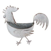 Hanging Galvanized Rooster Wall Planter - £20.81 GBP