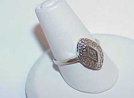14K 3 Diamond ~ Diamond Pattern Ring White Gold Size 6.25 Art Deco Vintage - £315.80 GBP