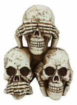 Stacked See Hear Speak No Evil Skulls Figurine Halloween Skeleton Decoration - £19.17 GBP
