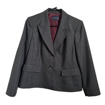 Evan Picone Womens Suit Jacket Blazer 14P Large Petite Gray Collar Polye... - £14.33 GBP