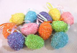 Easter Pastel SPARKLE Eggs Egg Small Ornaments 1.75&quot;  Set of 12 - £10.89 GBP