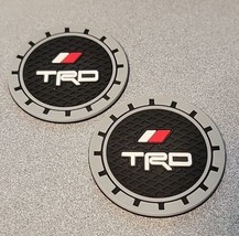 x2 Toyota TRD Car Cup Holder Mat Pad Silicone Coasters Black Gray 2.75&quot; - $9.49