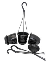 Ebony Black 4.5&quot; Hanging Baskets - 3 Pack - Removable Saucers - £33.52 GBP