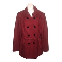 Nine West Red Pea Coat Wool Blend Women’s Size 12 EUC Winter Dress - £29.56 GBP