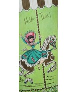 Carousel Woman Art Vintage Mid Century Birthday Greeting Card - $28.05 CAD