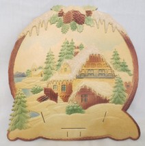 Vtg  Germany Die Cut Embossed Paper Calendar Topper Winter Snow Trees House - £31.45 GBP