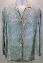 L) Women Jones Wear Transparent Polyester Button Down Long Sleeve Shirt Large - £9.46 GBP