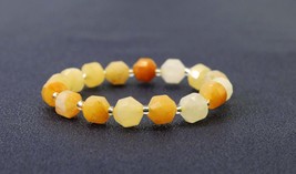 Double Point Yellow Jade Stretchy Bracelet, Sku#EF106 - $6.00+