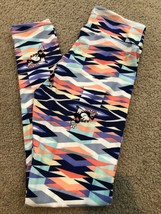 NWT LuLaRoe Disney Leggings OS Minnie Mouse Flower Teal Blue Peach Purple Aztec - £9.02 GBP