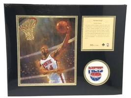 Derrick Coleman 1995 New Jersey Nets NBA Kelly Russell Lithograph Art Print - £11.21 GBP