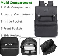 MacBook Pro 13&quot; Backpack Water Resistant Large Storage Daily Bag USB Port Black - £41.77 GBP