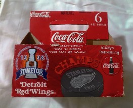 Coca Cola Classic 6-8OZ Bottles Detroit Red Wings Stanley Cup Champs Carrier - £1.95 GBP