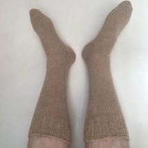 Alpaca Socks - Soft Warm Hand Knit Fair Trade Unisex Beige Alpaca Knee Socks - £35.29 GBP