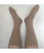 Alpaca Socks - Soft Warm Hand Knit Fair Trade Unisex Beige Alpaca Knee S... - £35.54 GBP